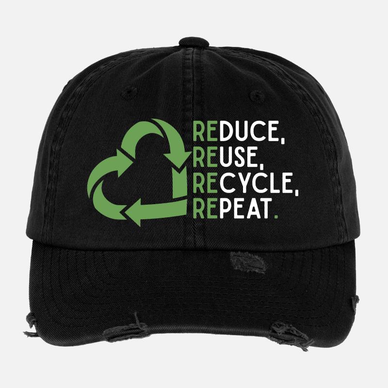 Reduce Reuse Recycle Repeat – Eco Theme Flexfit Vintage Destroyed Cap