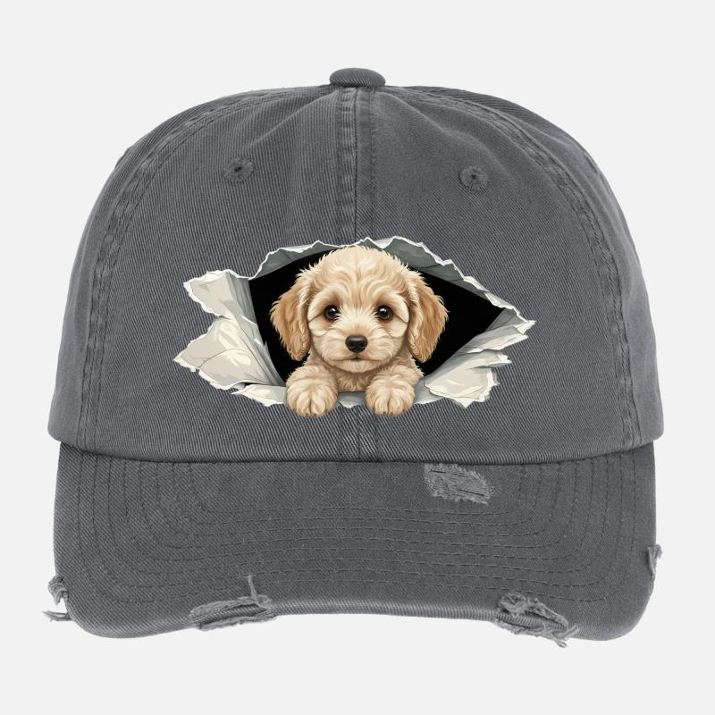Cockapoo Spieur Mignon, papier déchiré par un Goldendoodle Casquette vintage effet usé Flexfit