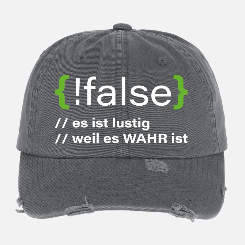 false - Lustiger Programmierer Spruch Flexfit Vintage Destroyed Cap