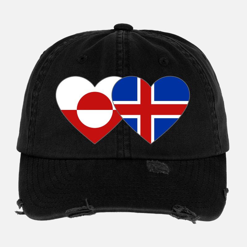 Drapeau du Groenland Danemark Cœur Casquette vintage effet usé Flexfit