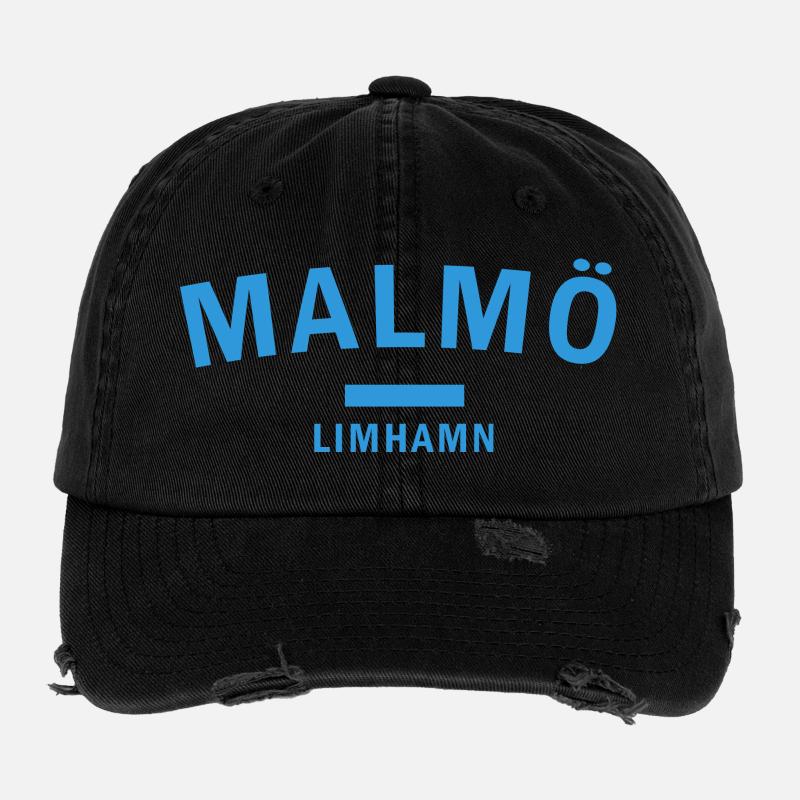 Conception de la silhouette de la ville de Malmö Casquette vintage effet usé Flexfit