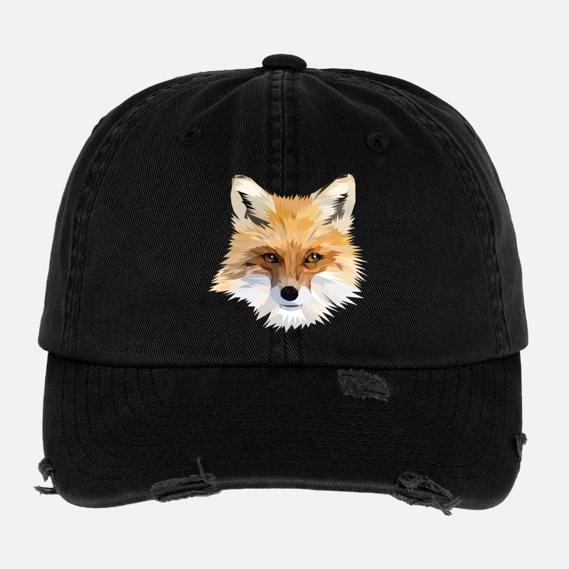 Polygonaler Fuchs Kopf Flexfit Vintage Destroyed Cap