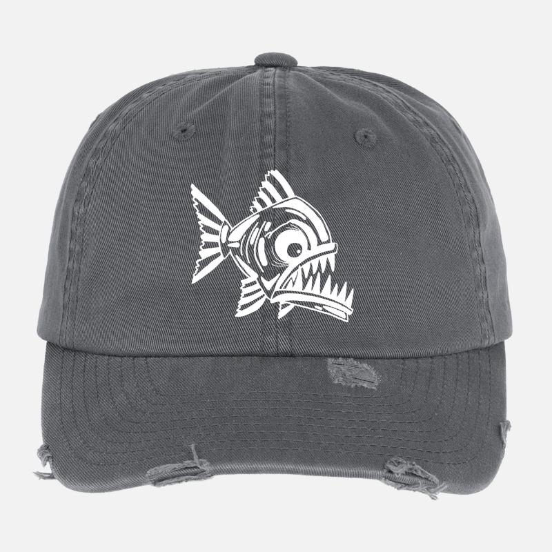 Poisson blanc carnivore Casquette vintage effet usé Flexfit