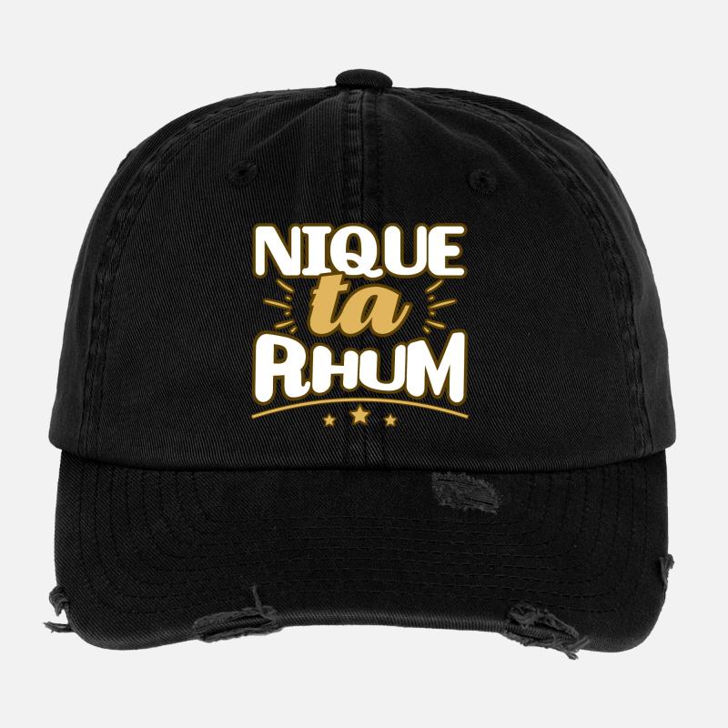 Nique ta rhum humour jeu de mot citation alcool Casquette vintage effet usé Flexfit