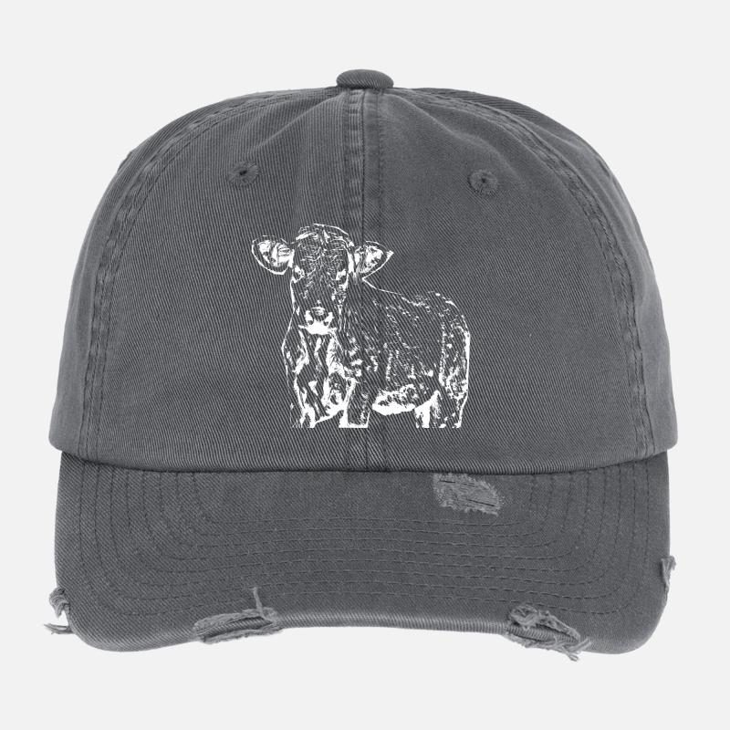 funny cow gift farmer Flexfit Vintage Destroyed Cap