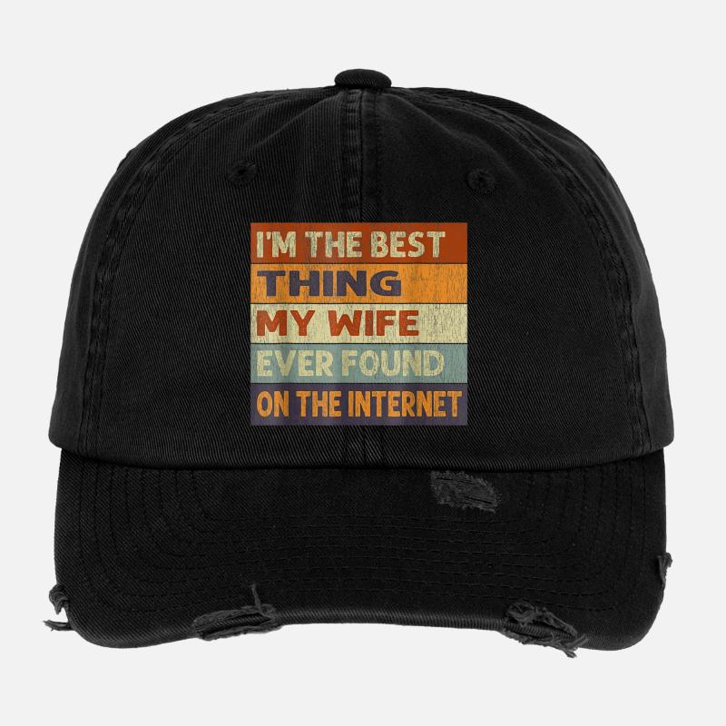 Ironisches Zitat über das Internet und die Ehe Flexfit Vintage Destroyed Cap