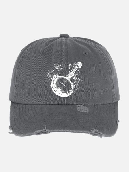 Banjo Sketch - Flexfit Vintage Destroyed Cap - dark grey - Front
