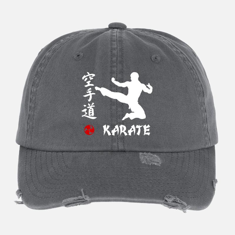 Karaté blanc Casquette vintage effet usé Flexfit