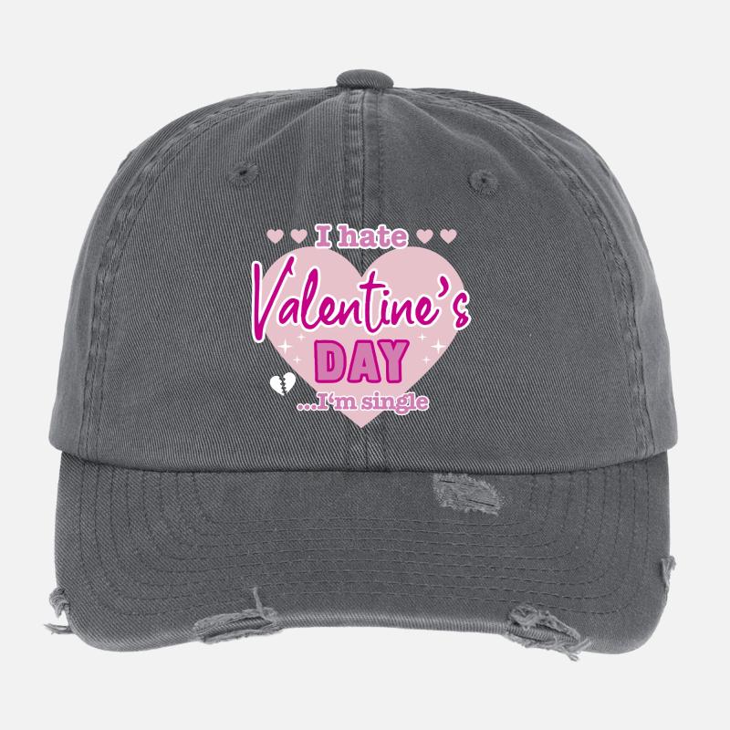 I hate valentine`s day Flexfit Vintage Destroyed Cap