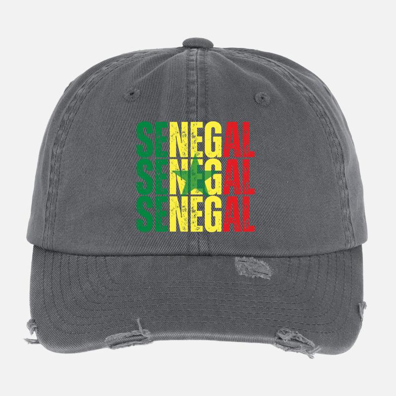 Senegalese flag, Senegalese pride Flexfit Vintage Destroyed Cap
