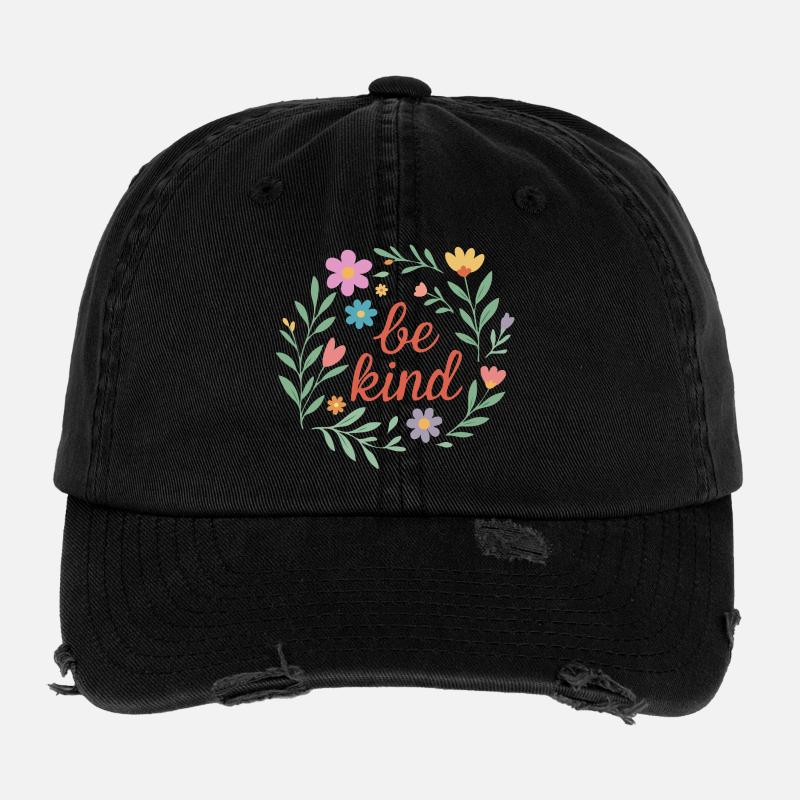 Soyez gentil design floral Casquette vintage effet usé Flexfit