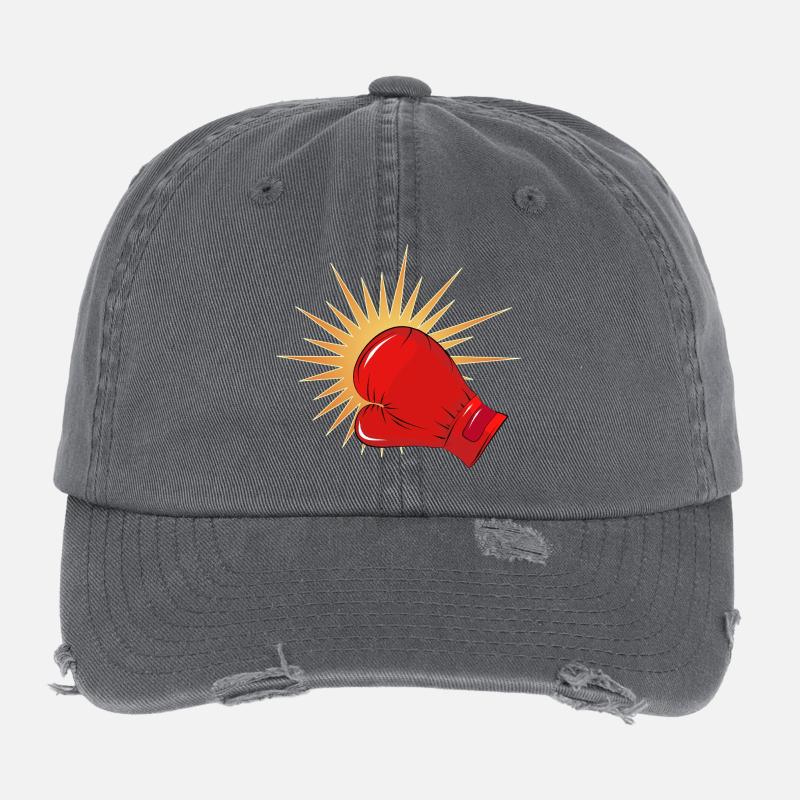 Gant de boxe rouge avec effet punch Casquette vintage effet usé Flexfit