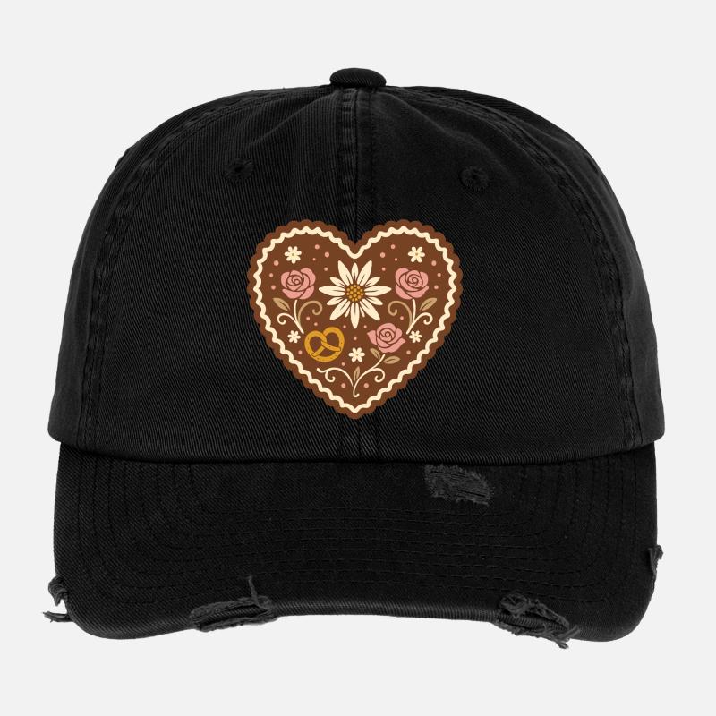 Lebkuchenherz Volksfest - süß & traditionell Flexfit Vintage Destroyed Cap