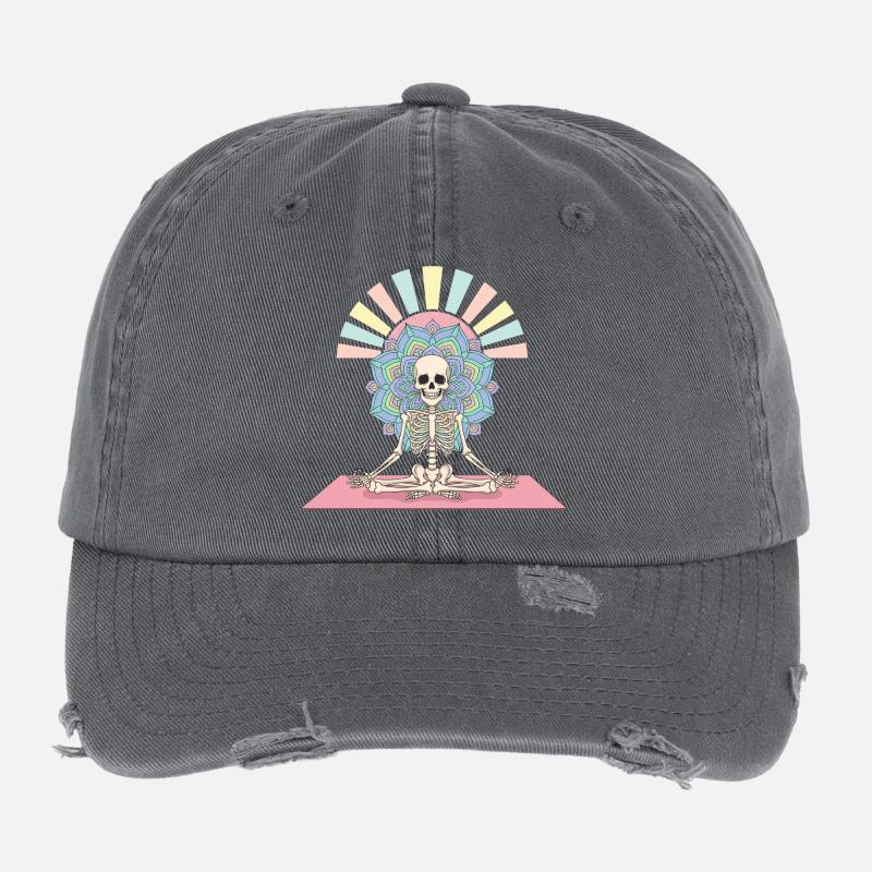 Illustration de mandala de yoga squelette Casquette vintage effet usé Flexfit