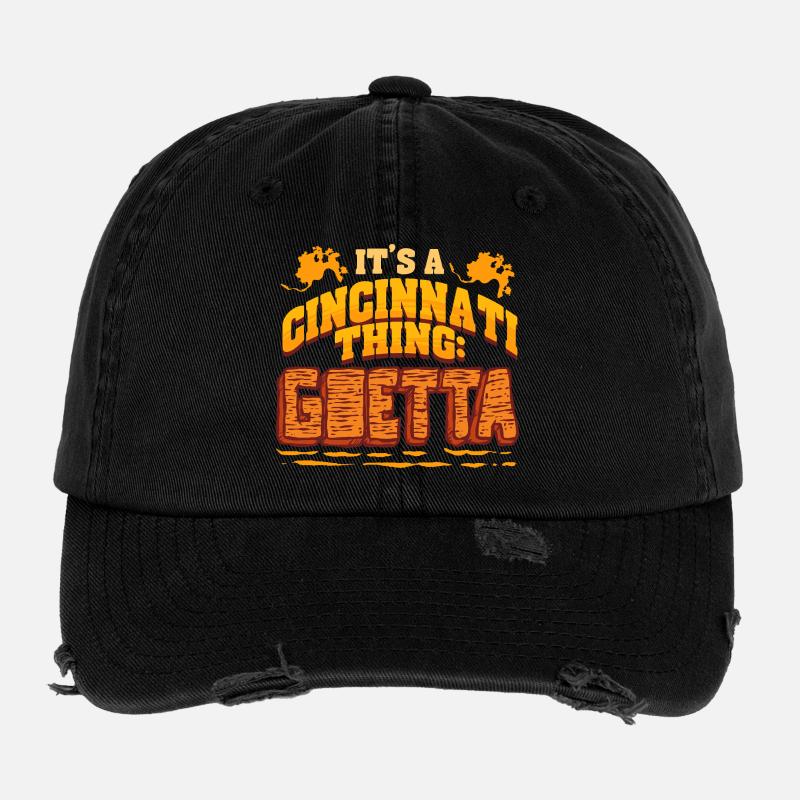 Goetta Sausage Cincinnati Thing Flexfit Vintage Destroyed Cap