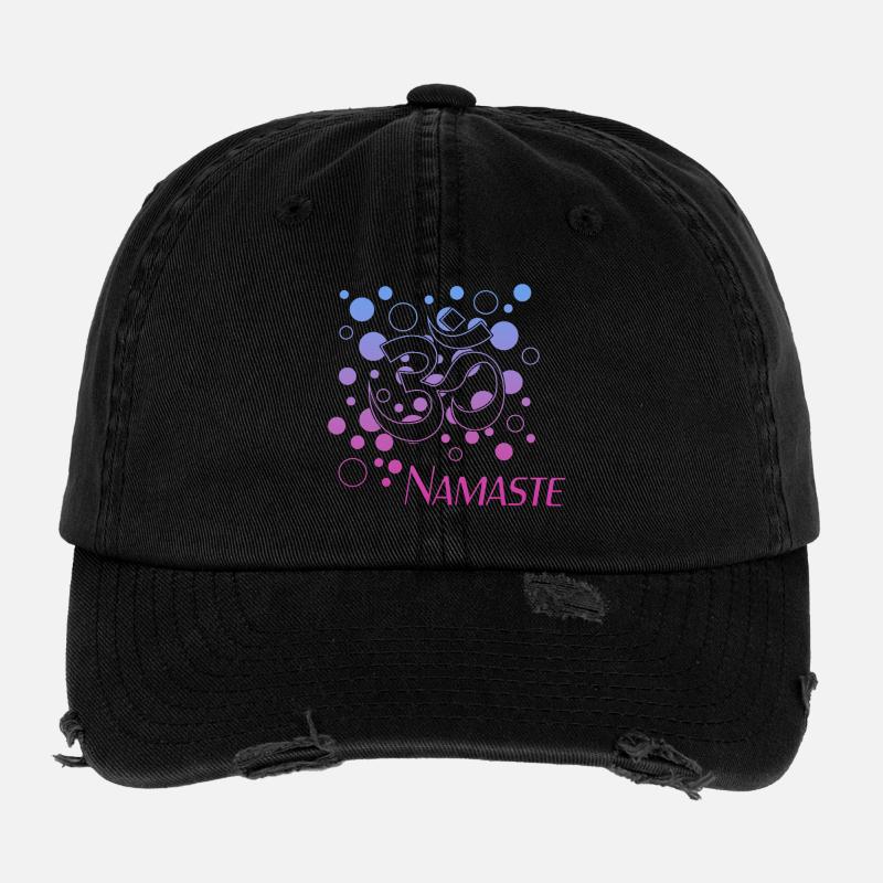 Om Namaste Gradient Kreisdesign Flexfit Vintage Destroyed Cap