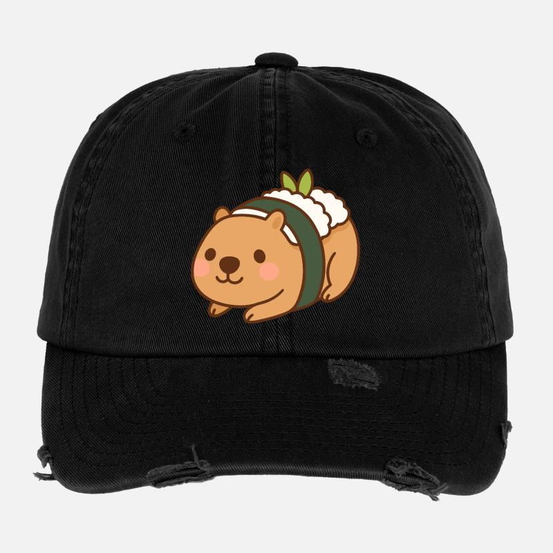 Capybara Sushi – niedlich & lecker 🍣🦫 Flexfit Vintage Destroyed Cap