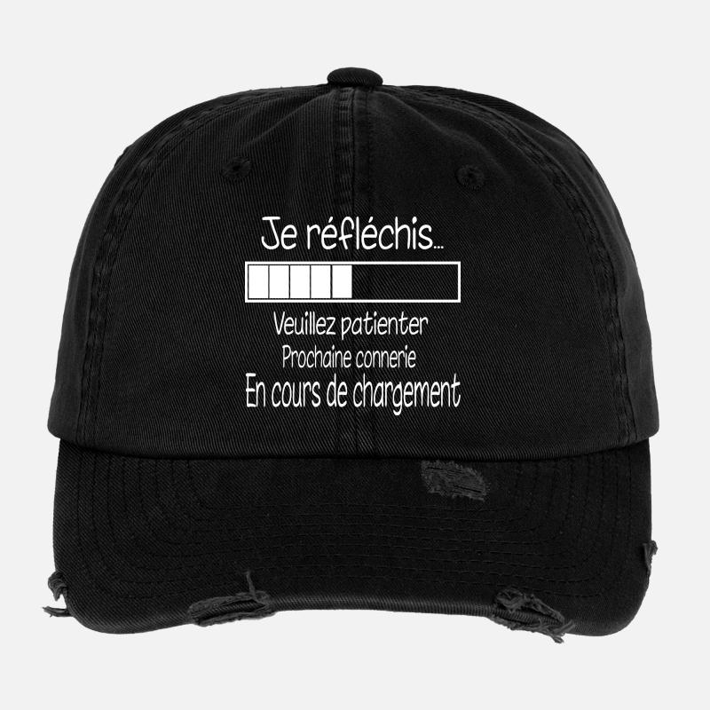 Ich denke ... Laden - Flexfit Vintage Destroyed Cap - Schwarz