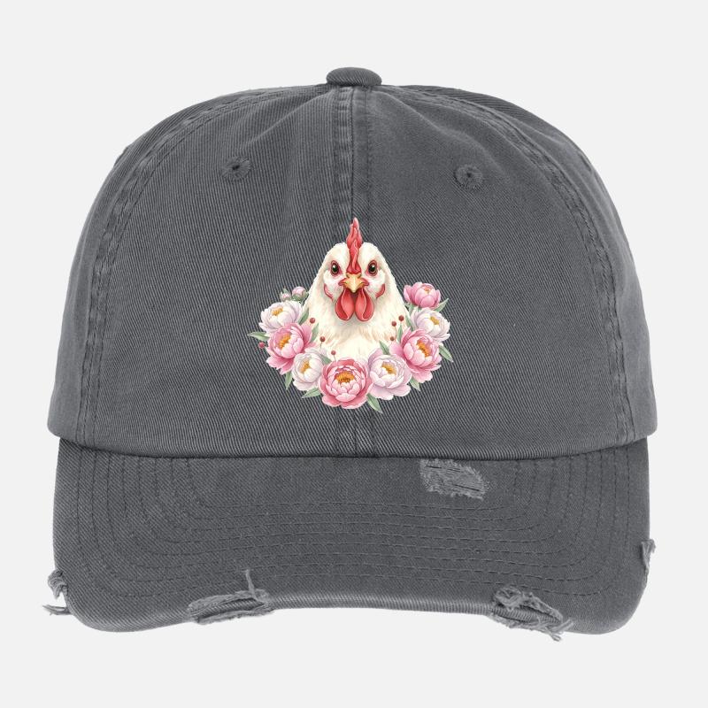 Poulet blanc Casquette vintage effet usé Flexfit