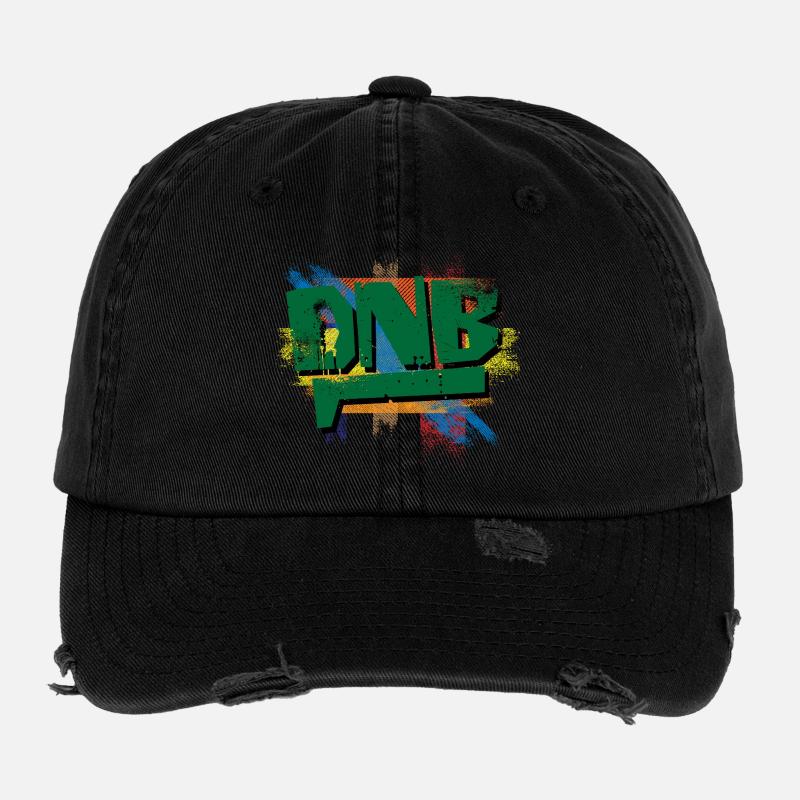 Explosion de graffitis DNB - Casquette vintage effet usé Flexfit - noir