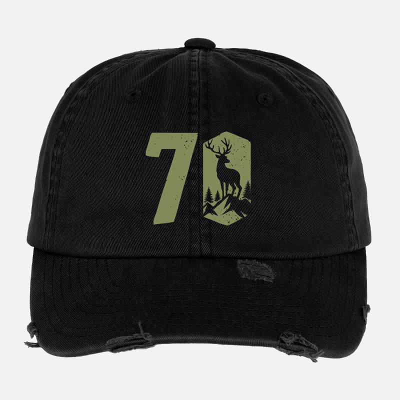 Chasseur 70e anniversaire Chasse 70 ans Nombre de cerfs Casquette vintage effet usé Flexfit