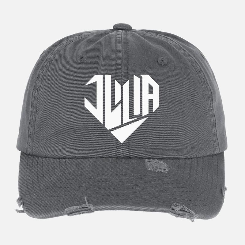 Julia Name Design Heart Design - Color Variable Flexfit Vintage Destroyed Cap