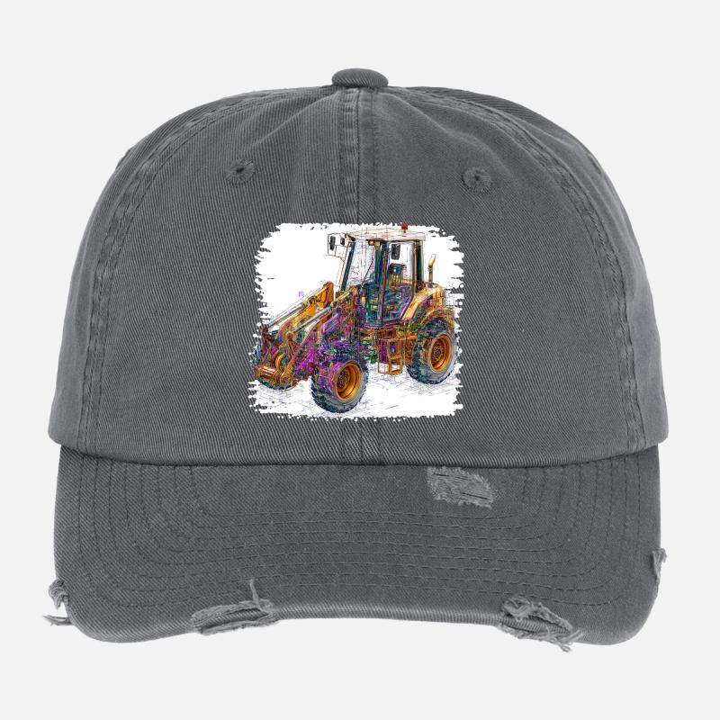 Excavatrices de construction Neon Lines Casquette vintage effet usé Flexfit