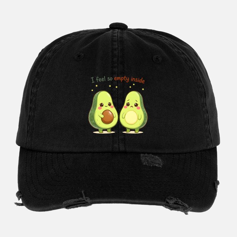 Sweet Avocado Design "I Feel So Empty Inside" Flexfit Vintage Destroyed Cap