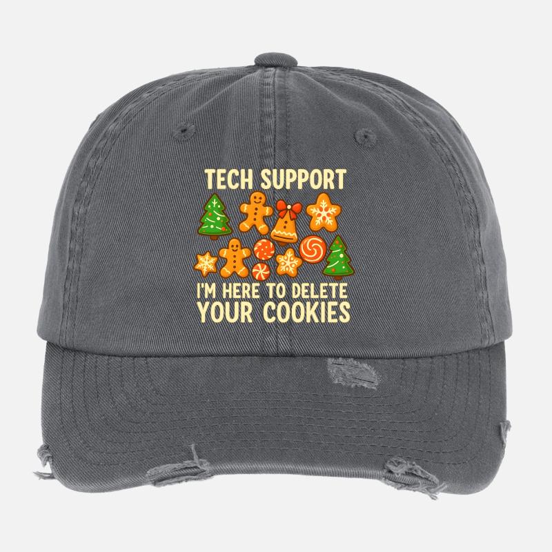 Technischer Support Cookie Weihnachten Meme Flexfit Vintage Destroyed Cap