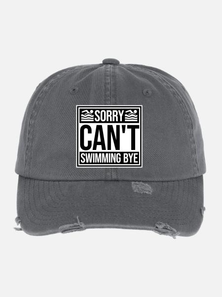Sorry Can't Swimming Bye Schwimmer Ausrede Humor - Flexfit Vintage Destroyed Cap - Dunkelgrau - Vorne