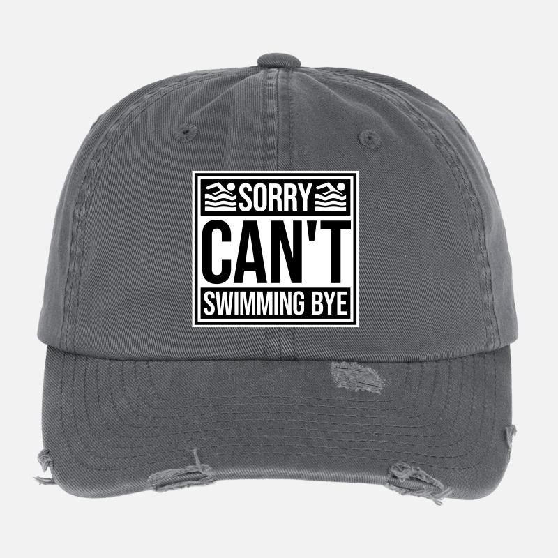 Sorry Can't Swimming Bye Schwimmer Ausrede Humor Flexfit Vintage Destroyed Cap