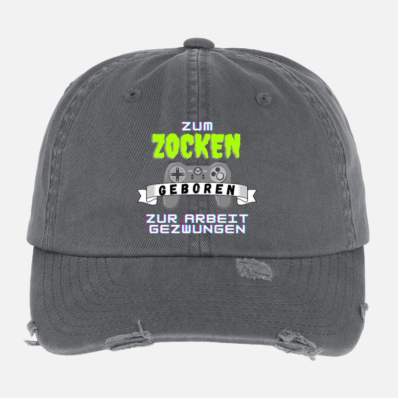 Born to gamble – work is compulsion Flexfit Vintage Destroyed Cap