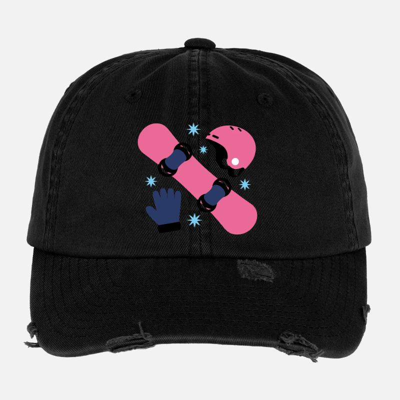 Glam Skate Rose et Casque Bleu Casquette vintage effet usé Flexfit