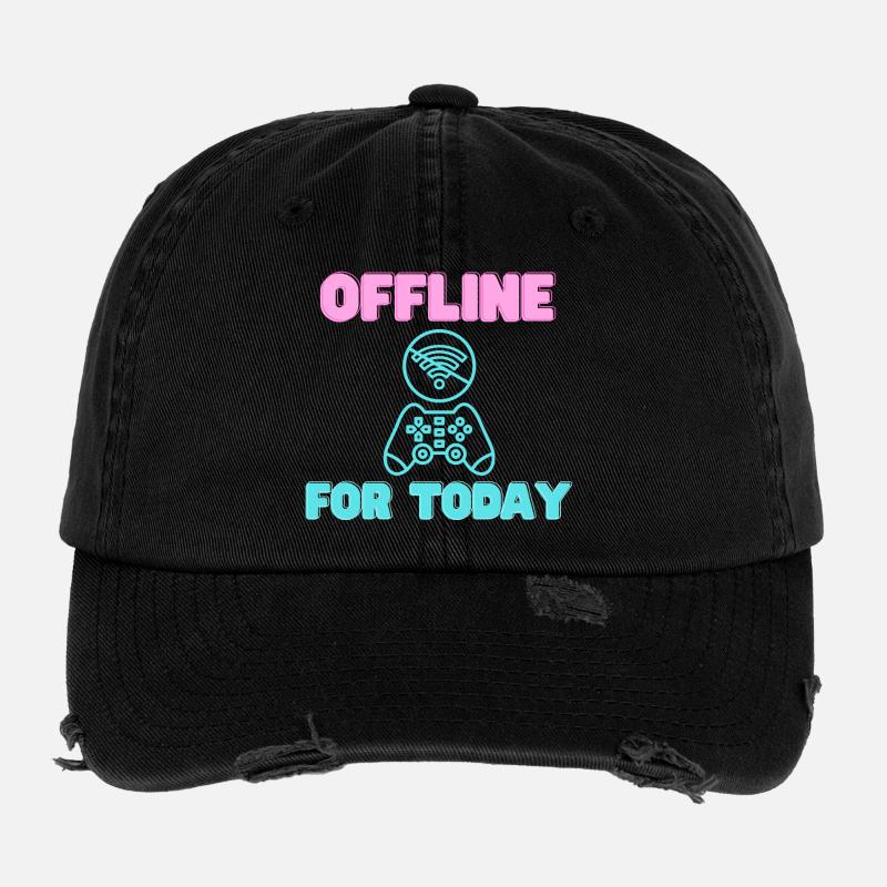 Offline For Today Neon Gamer Flexfit Vintage Destroyed Cap