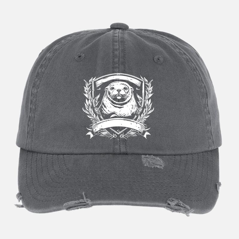 Seelöwe Otter im Laurel-Abzeichen Flexfit Vintage Destroyed Cap