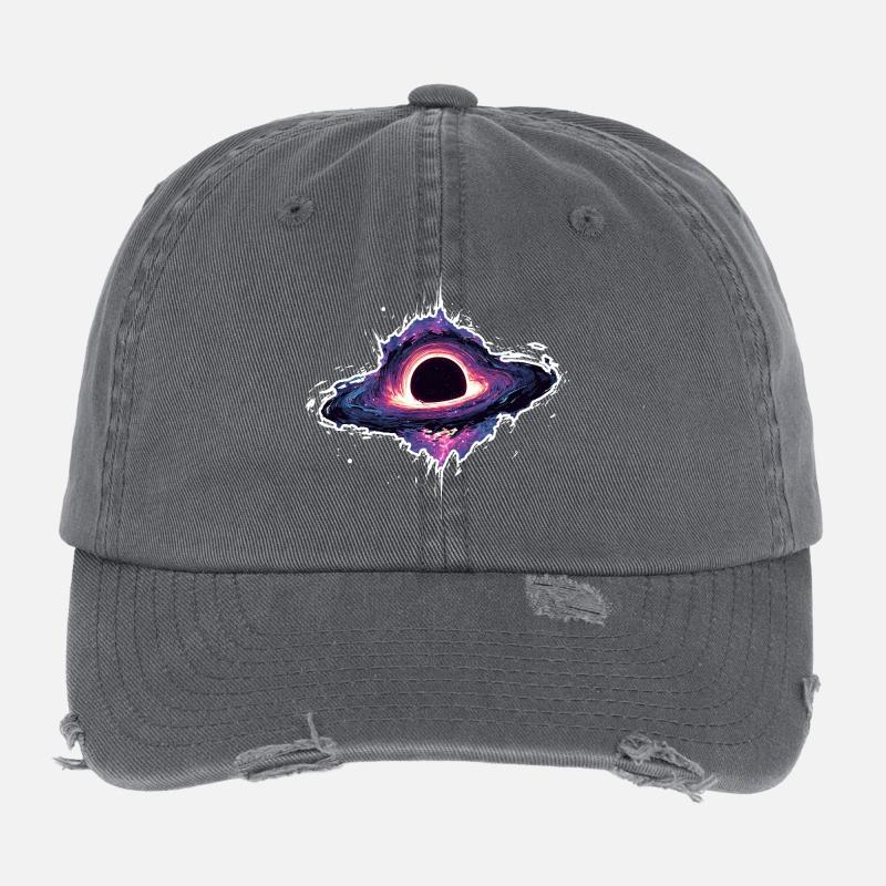 Astronomy Space Black Hole Event Horizon Flexfit Vintage Destroyed Cap