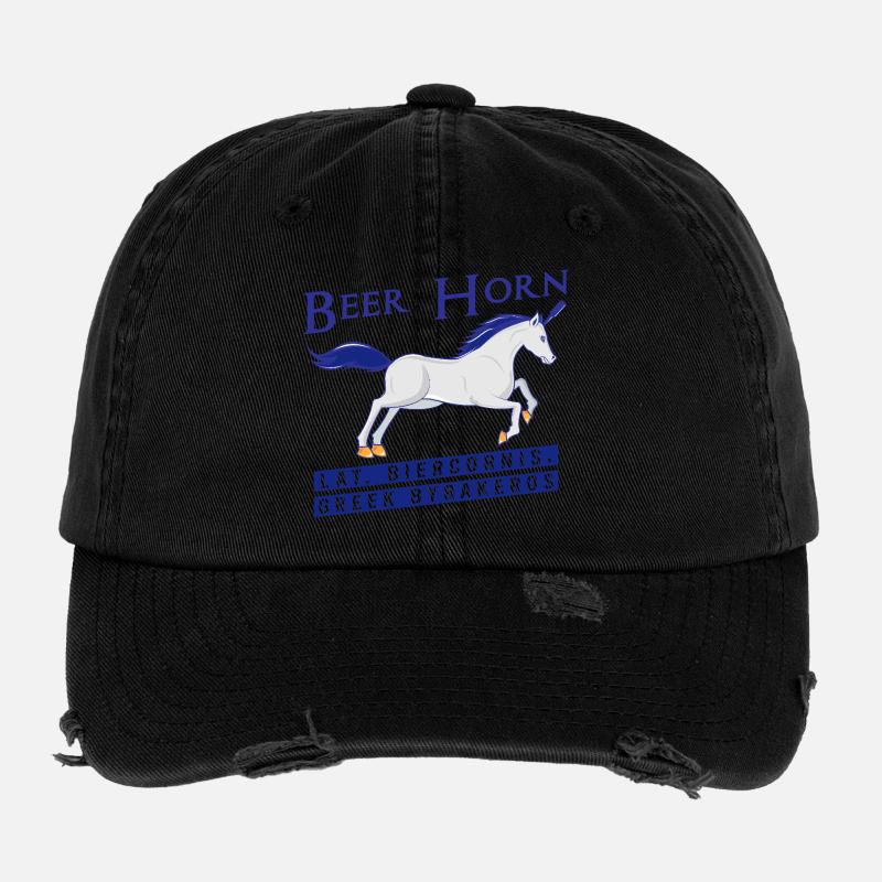 Beer Horn - Licorne de bière Véritables créatures mythiques Casquette vintage effet usé Flexfit