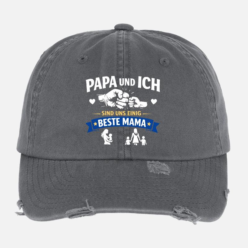 Papa Ich Beste Mama Flexfit Vintage Destroyed Cap