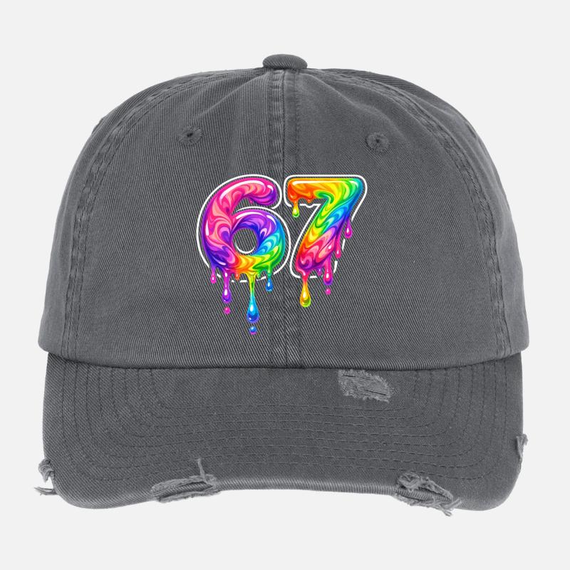 67 Six Meme Seven Alpha Slang Casquette vintage effet usé Flexfit