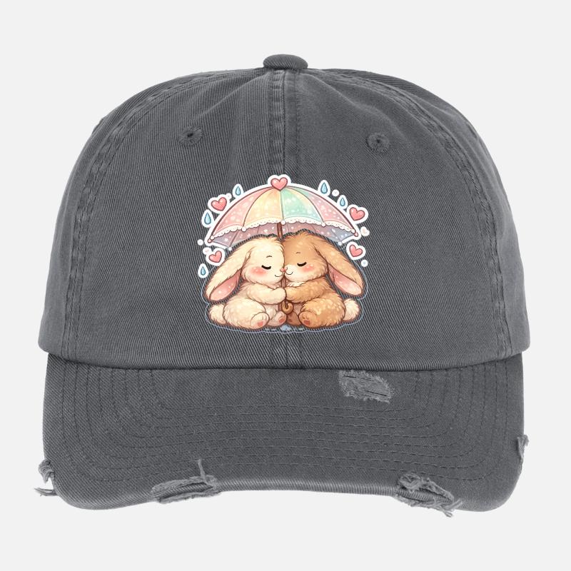 Kuschelige Regenkaninchen unter Schirm Flexfit Vintage Destroyed Cap