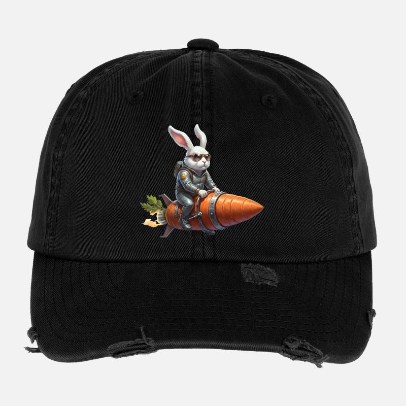 Rocket Easter Bunny Spays - Flexfit Vintage Destroyed Cap - black