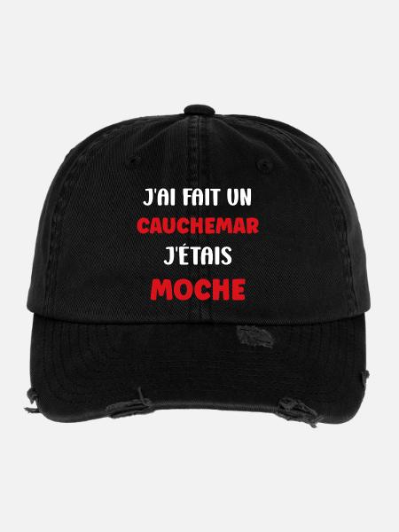 Cauchemar: J'étais moche - Casquette vintage effet usé Flexfit - noir - Devant