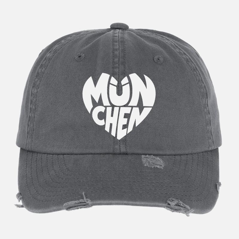 München Herzlogo Typografie Flexfit Vintage Destroyed Cap