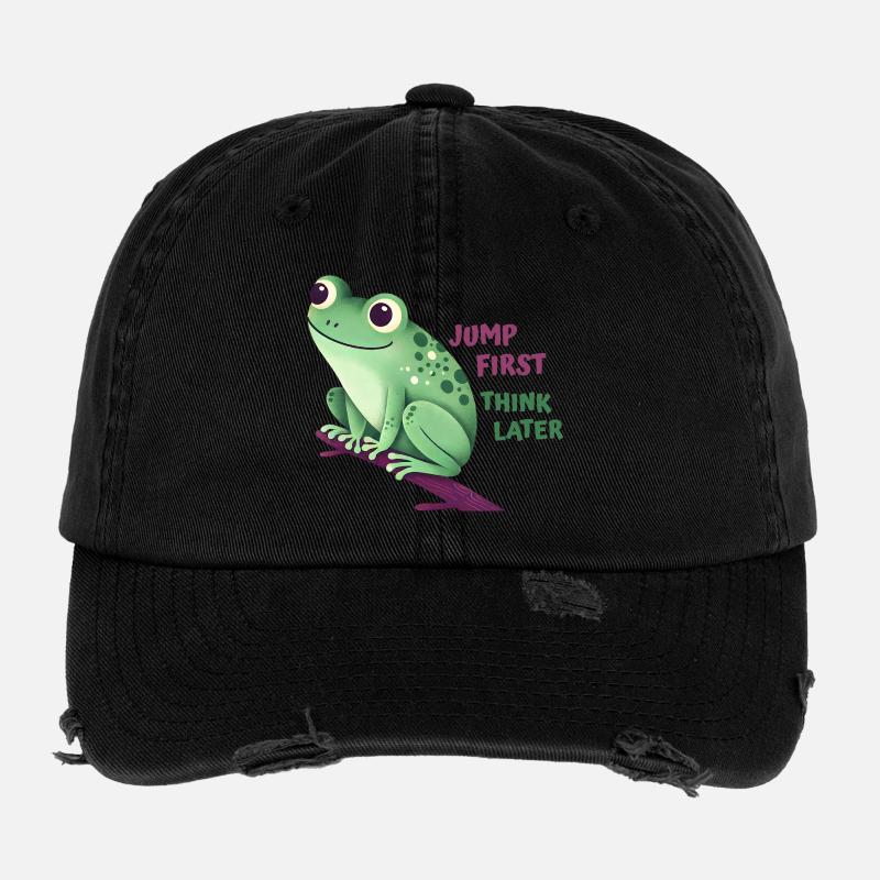 Frog with Quote Flexfit Vintage Destroyed Cap
