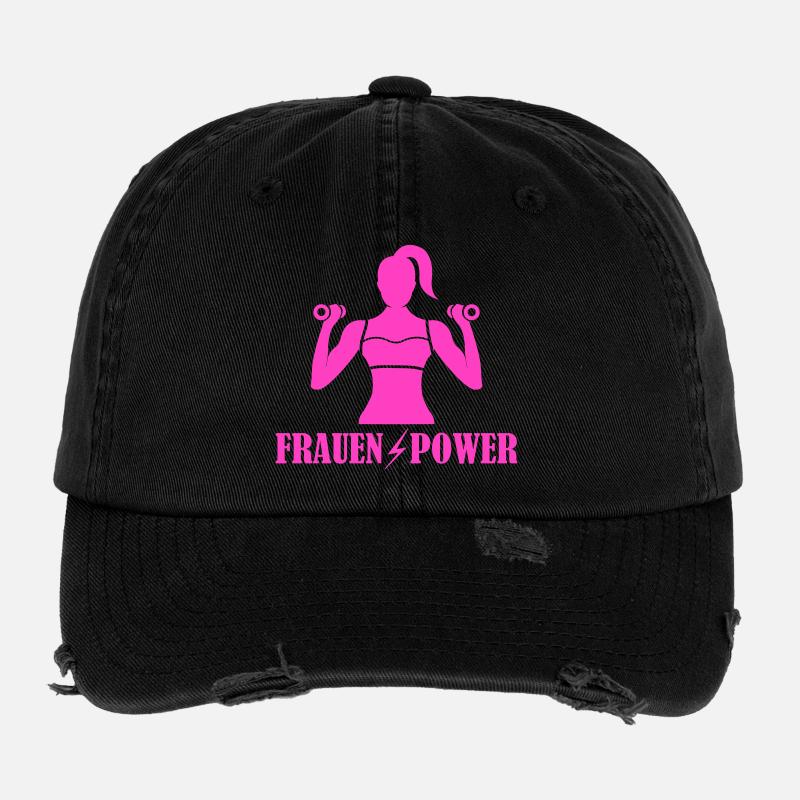 Frauenpower Krafttraining Flexfit Vintage Destroyed Cap