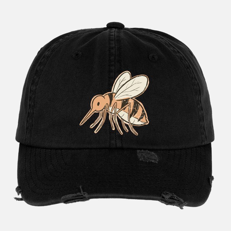 Abeille  moustique vintage crème rayures Tigrée Casquette vintage effet usé Flexfit
