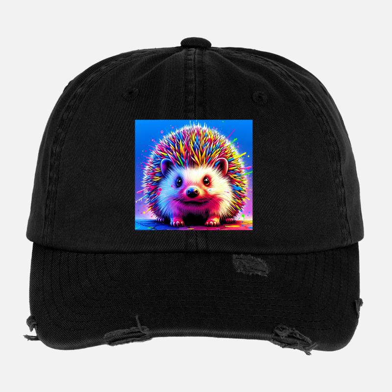 hedgehog - Flexfit Vintage Destroyed Cap - black