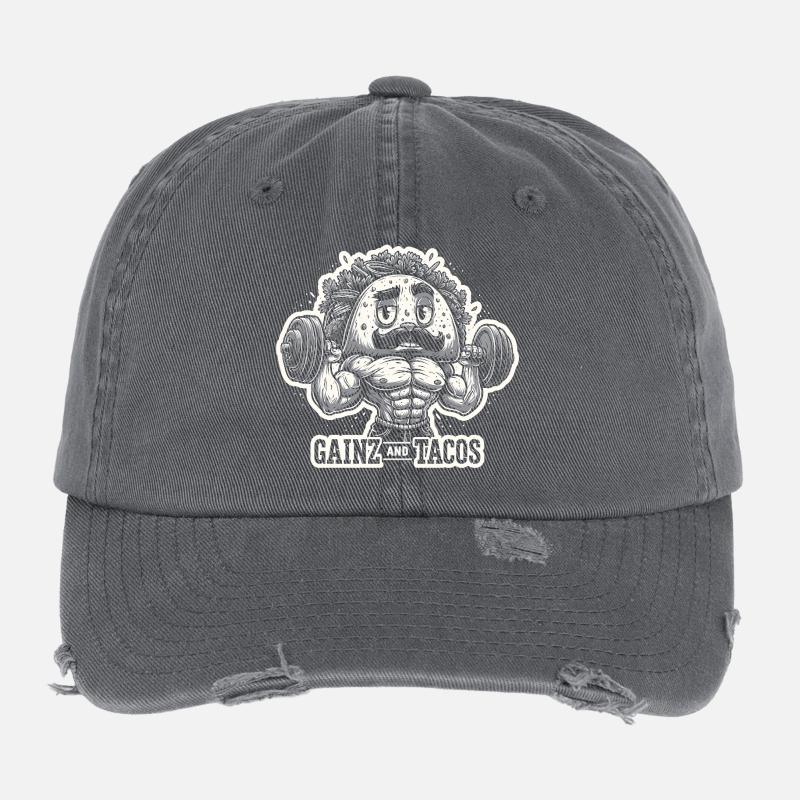Gains et Tacos Avocat Casquette vintage effet usé Flexfit