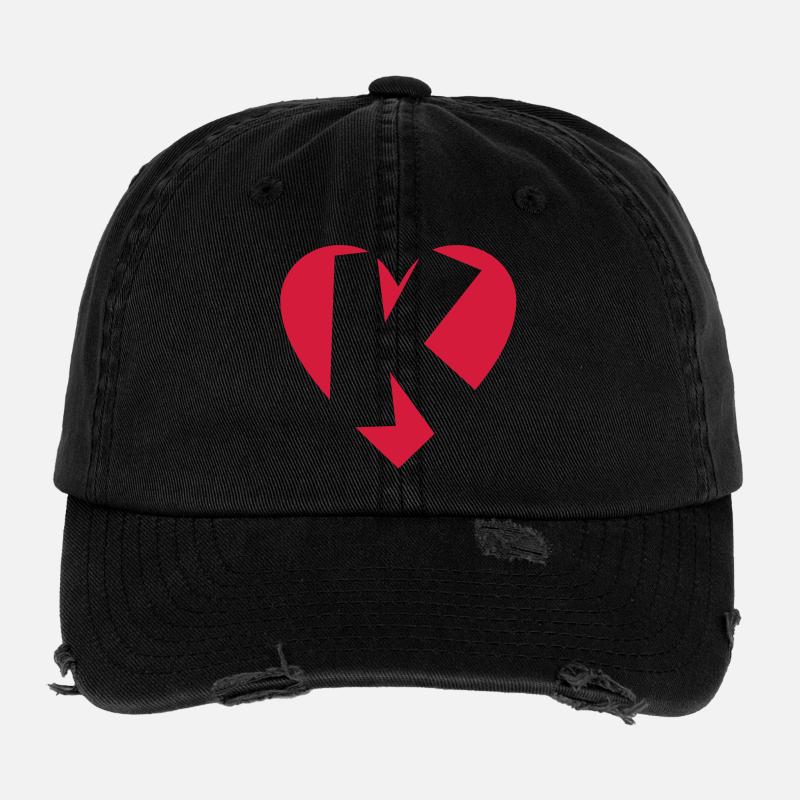 I love K - Herz K - Buchstabe K Flexfit Vintage Destroyed Cap