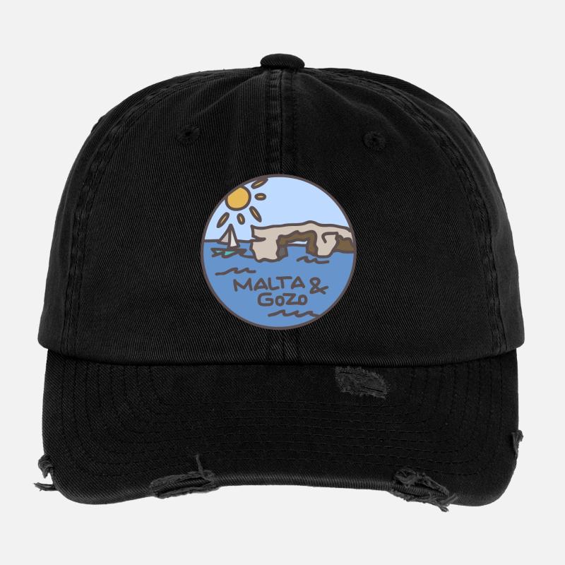 Malte / Gozo Illustration Casquette vintage effet usé Flexfit